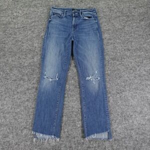 MOTHER  Jeans Womens 27 Blue Denim The Rascal Ankle Step Fray Field Of Dreams